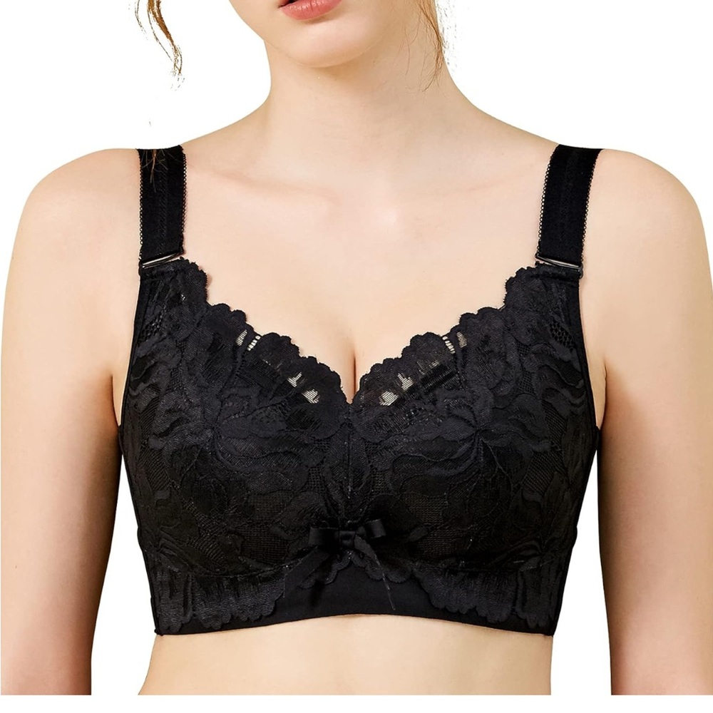 Ailivin Size 42DDD Black Lace Full  Coverage  Wireless Minimizer Bra NWT